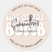 Beige Aesthetic Retro Hot Cocoa Bomb Instructions Runder Aufkleber (Vorderseite)