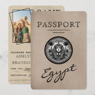 Beige-Ägypten-Reisepass-Hochzeit Save the Date