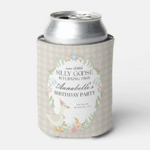 Beige Albern Gänse Floral Gingham Birthday Gevor Dosenkühler