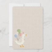 Beige Albern Gänse Floral Gingham Birthday Party Einladung (Rückseite)