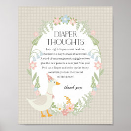 Beige Albern Gänse Floral Gingham Diaper Gedanken Poster