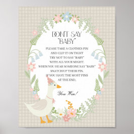 Beige Albern Gänse Floral Gingham Dont Say Baby Poster