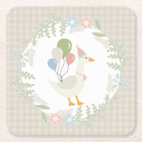 Beige Albern Gänse Floral Gingham Paper