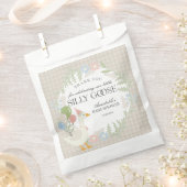 Beige Albern Gänse Gingham Baby Dusche Geschenktütchen (Ausgeschnitten)