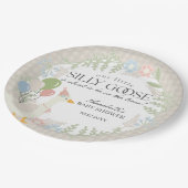 Beige Albern Gänse Gingham Baby Dusche Pappteller (Schrägansicht)