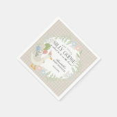 Beige Albern Gänse Gingham Baby Dusche Serviette (Ecke)