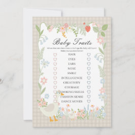 Beige Albern Gänse Gingham Baby Tracks Spiel Einladung