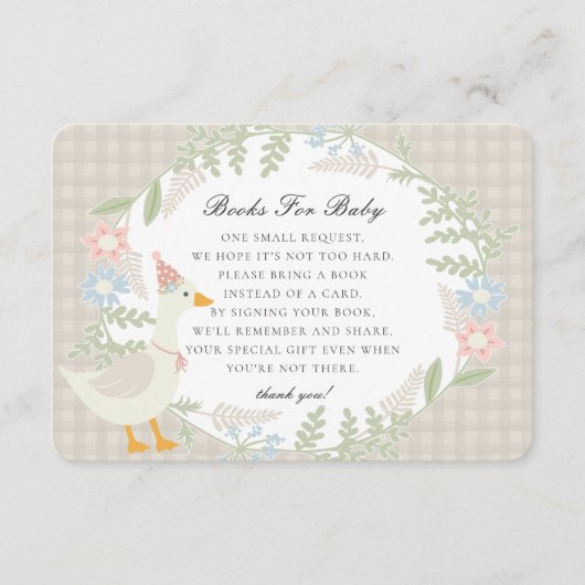 Beige Albern Gänse Gingham Floral Books for Baby Begleitkarte (Vorderseite)