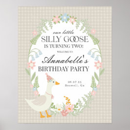 Beige Albern Goose Gingham Birthday Willkommenszei Poster