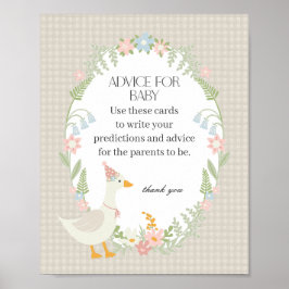 Beige Alberne Gänse Gingham Advice for Baby Poster