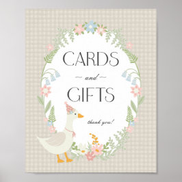 Beige Alberne Gänse Gingham Karten und Geschenke Poster