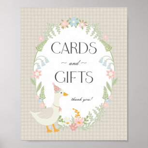 Beige Alberne Gänse Gingham Karten und Geschenke Poster