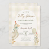 Beige Alberne Gänsedusche Einladung (Vorne/Hinten)