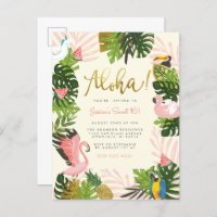 Beige | Aloha Hawaii Tropical Gold Geburtstagspart