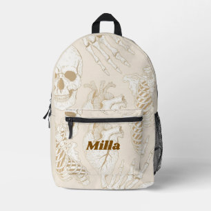 Beige Anatomie Skelett Medizinisches Ästhetisches Bedruckter Rucksack