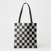 Beige and Black Checker Tote Bag HAMbWG Tasche (Vorderseite)