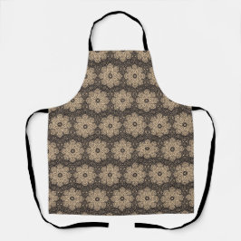 Beige and black ethnic mandala pattern schürze
