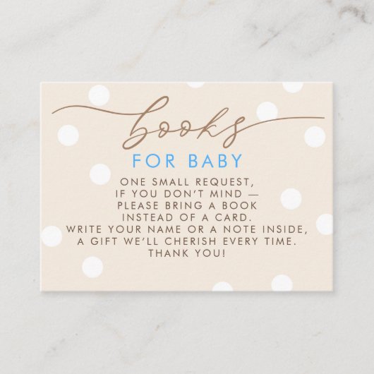 Beige and Blue Books For Baby Request Begleitkarte (Vorderseite)