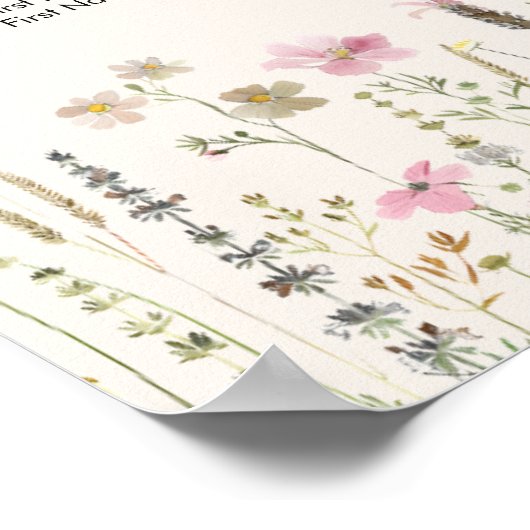 Beige and Boho Wildflower Wedding  Poster (Ecke)