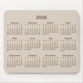 Beige and Brown 2026 Calendar Mousepad (Vorne)