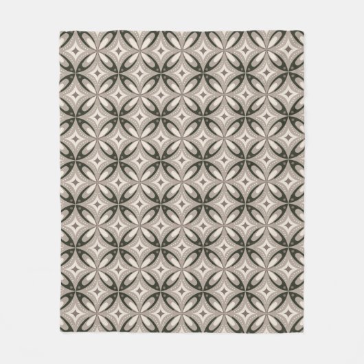 Beige and Brown Retro circular shapes Fleecedecke (Vorderseite)