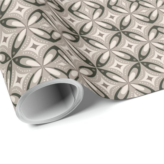 Beige and Brown Retro circular shapes Geschenkpapier (Rolleneckpunkt)