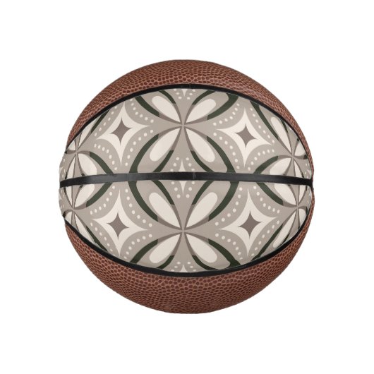 Beige and Brown Retro circular shapes Mini Basketball (Vorderseite)
