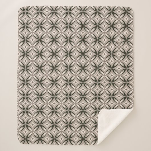Beige and Brown Retro circular shapes Sherpadecke (Vorderseite)