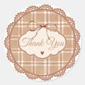 Beige and Brown Retro Thank You Circle Sticker (Vorderseite)