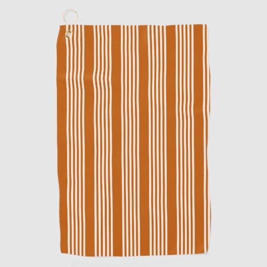 Beige and burnt orange five stripe pattern golfhandtuch (Vorderseite)