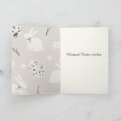 Beige and Cream Easter Bunny Pattern Holiday Card Dankeskarte (Innenseite)