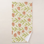 Beige and Pink Floral Towel Badehandtuch (Badehandtuch)