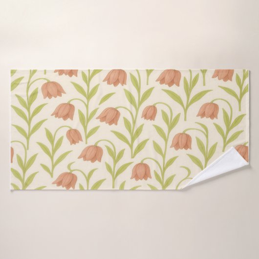 Beige and Pink Floral Towel Badehandtuch (Badehandtuch)