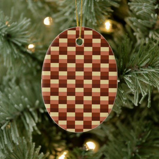 Beige and Rusty Color Blocks Keramik Ornament (Baum)