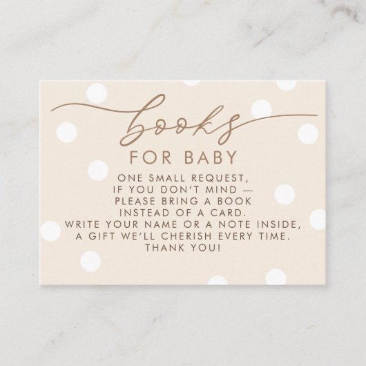 Beige and White Books For Baby Request Begleitkarte (Vorderseite)