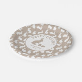 Beige And White Bunny Pattern Happy Easter Pappteller (Schrägansicht)