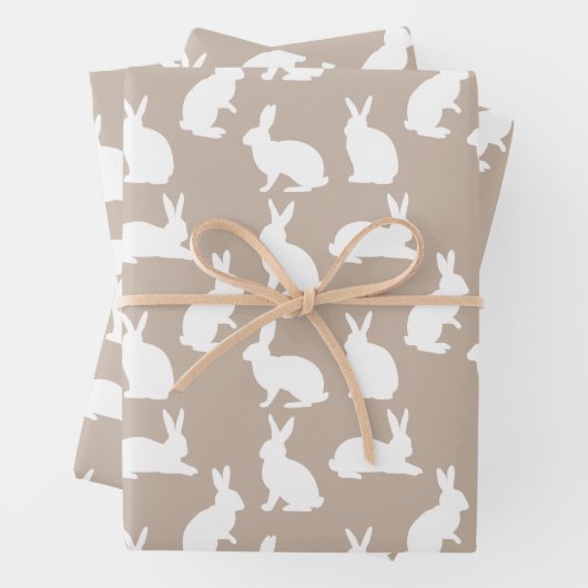 Beige And White Bunny Pattern Modern Easter Geschenkpapier Set (Beispiel)