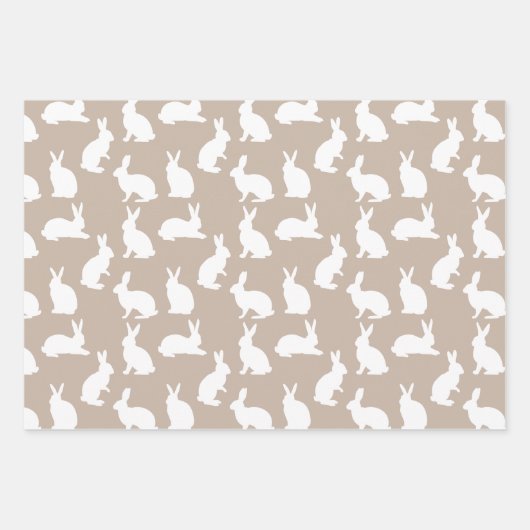 Beige And White Bunny Pattern Modern Easter Geschenkpapier Set (Vorderseite)