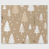 Beige And White Christmas Tree Geschenkpapier (Flach)