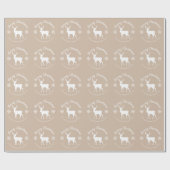 Beige And White Deer And Snowflakes Christmas Geschenkpapier (Flach)