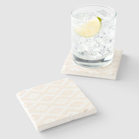Beige and white diamond pattern steinuntersetzer (Seitenansicht)