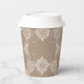 Beige and white patterns AI art  Pappbecher (Links)