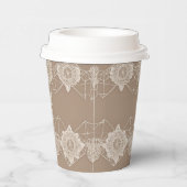 Beige and white patterns AI art Pappbecher (Rechts)