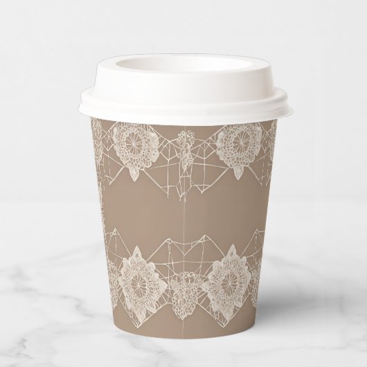 Beige and white patterns AI art  Pappbecher (Rechts)