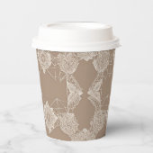 Beige and white patterns AI art Pappbecher (Vorderseite)