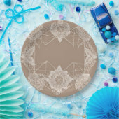 Beige and white patterns AI art  Pappteller (Party)