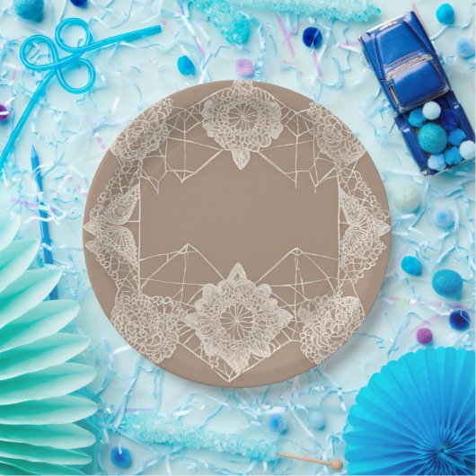 Beige and white patterns AI art  Pappteller (Party)