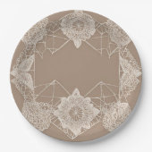 Beige and white patterns AI art  Pappteller (Vorderseite)
