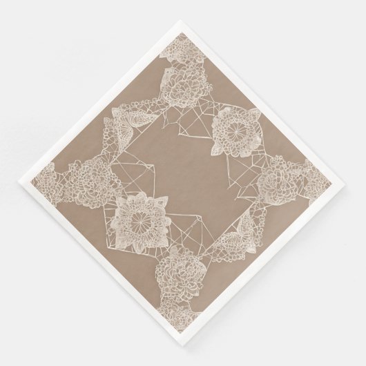 Beige and white patterns AI art  Serviette (Ecke)