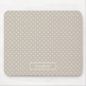 Beige And White Polka Dots Pattern With Name Mousepad (Vorne)